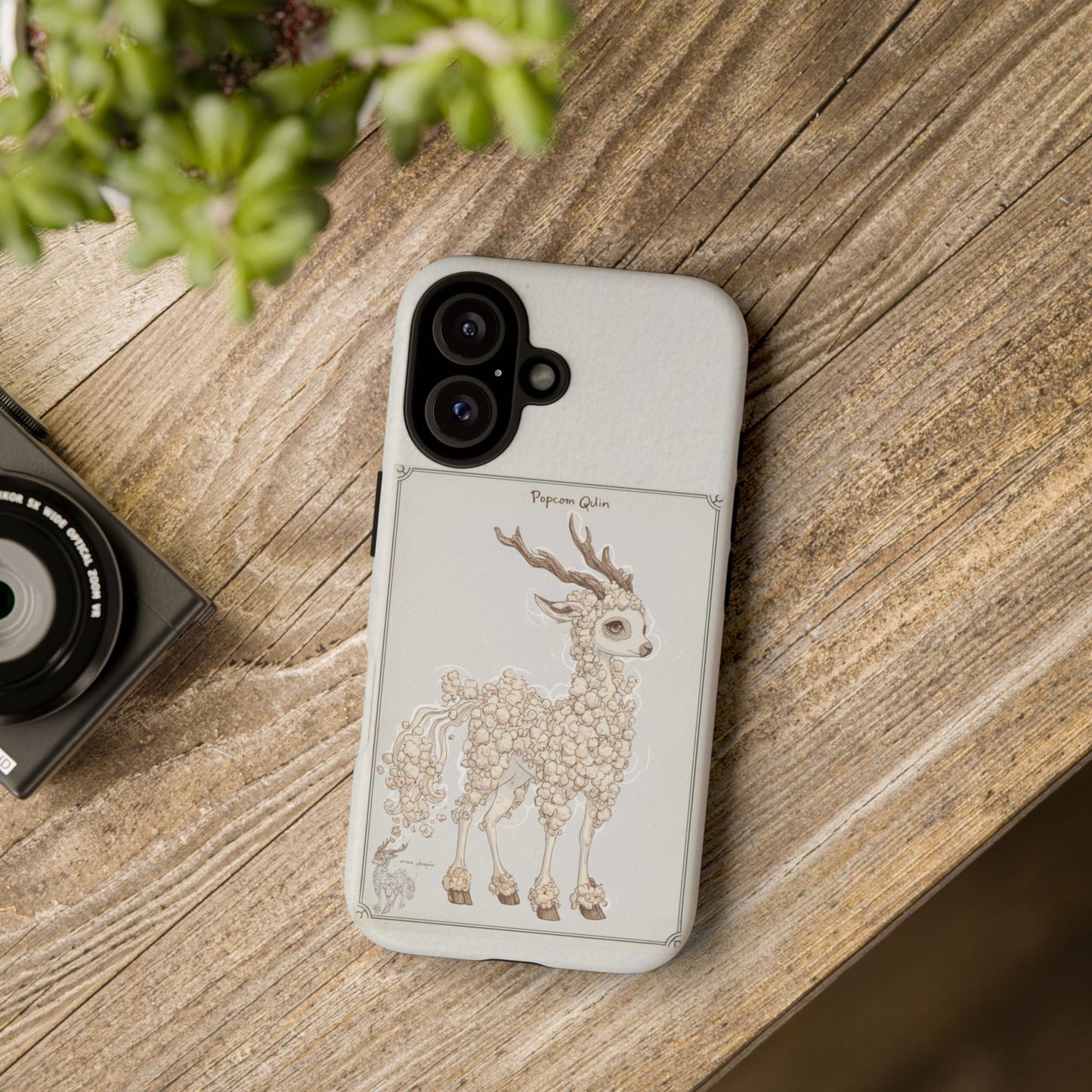 MOUMONS 001 Phone Case — Whimsical Popcorn Deer Illustration (Cute Animal Art)