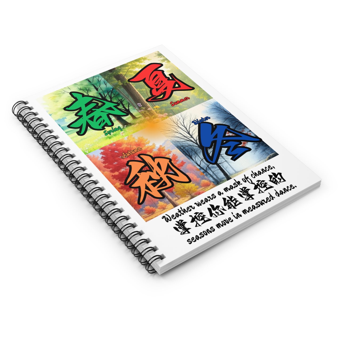 Seasonal Spiral Notebook - Inspirational Seasonal Quotes, Nature Lover Gift, Journal for Thoughts, Writing or Sketching