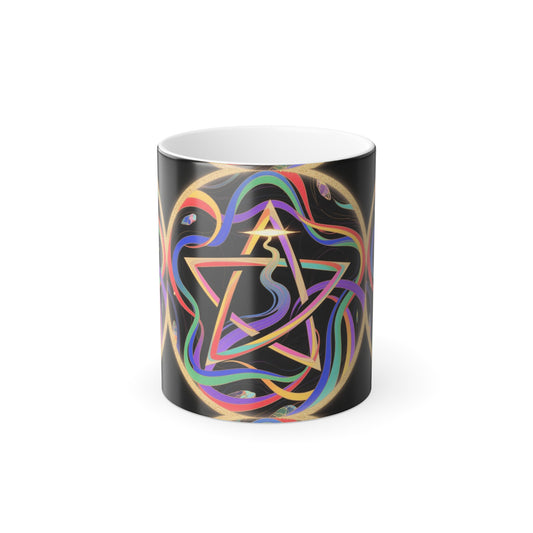 Myths series 01 :Traditional Chinese Color Morphing Mug with Abstract Star Design, Color Changing Coffee Cup, Art Mug for Home, Unique Gift for Occasions