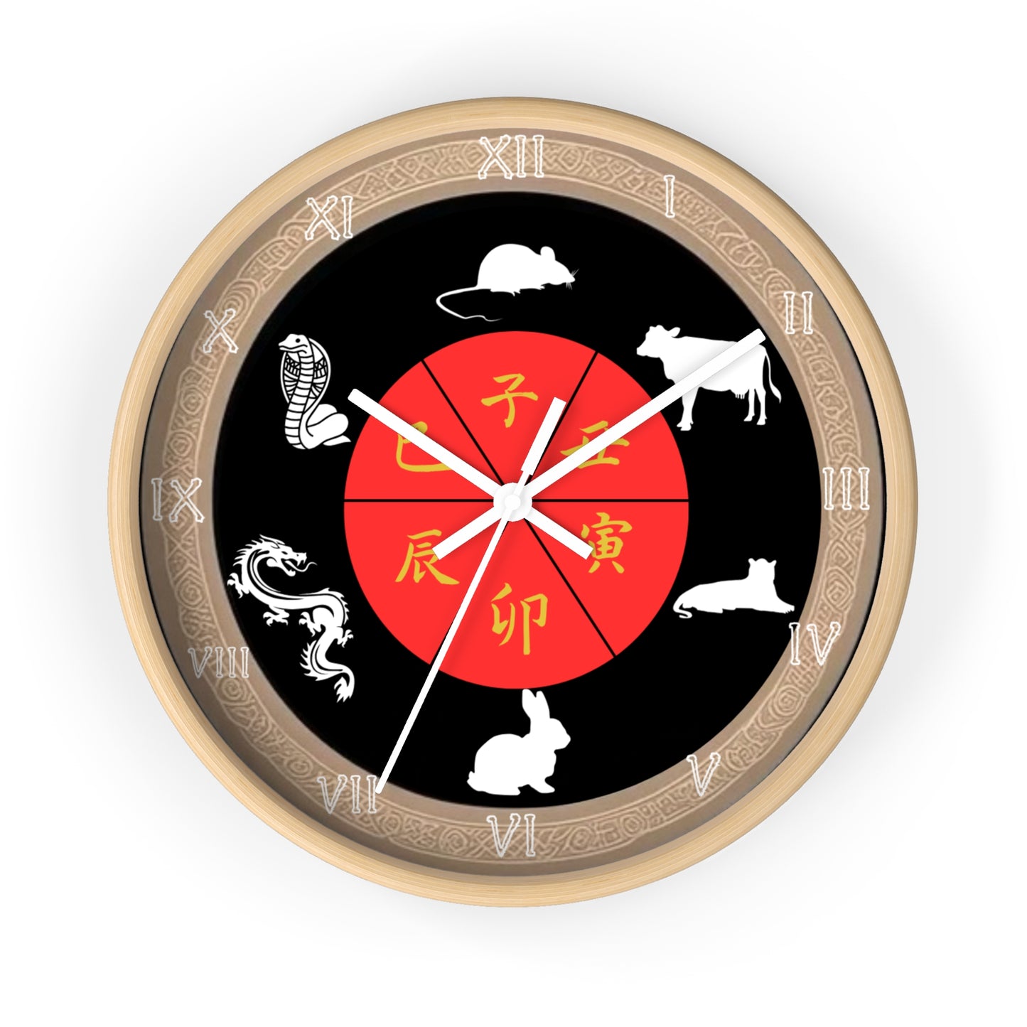 Chinese Zodiac Wall Clock, Astrological Decor, Unique Gift for Home, Animal Sign Timepiece, Lunar New Year Decoration