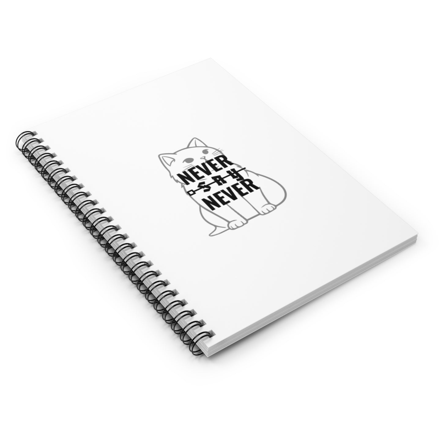 Inspirational Spiral Notebook - "Never Say Never" Cat Design