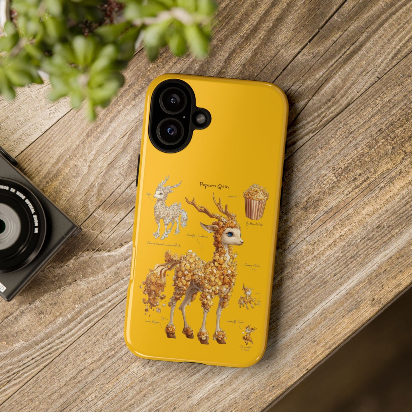 MOUMONS001 Popcorn Deer Phone Case – Cute Kawaii Snack Animal Protective Cover