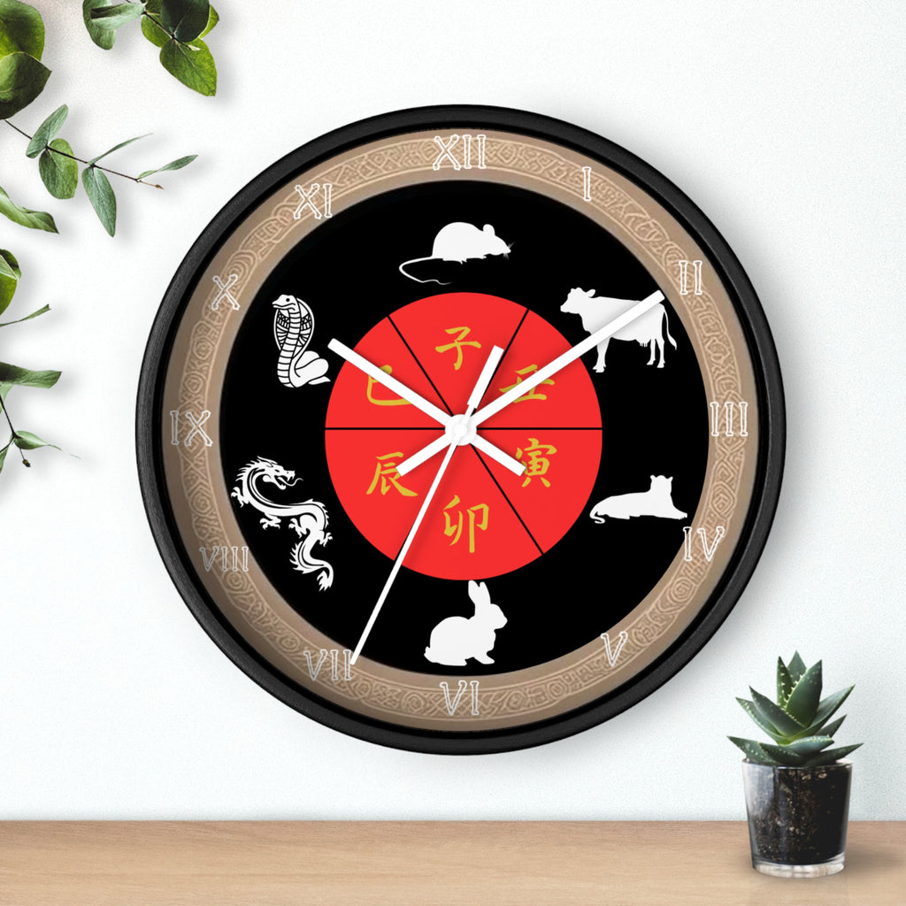 Chinese Zodiac Wall Clock, Astrological Decor, Unique Gift for Home, Animal Sign Timepiece, Lunar New Year Decoration
