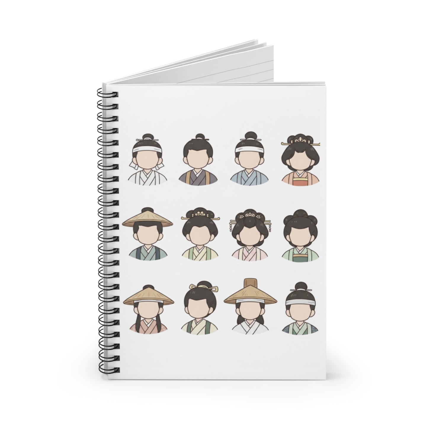 Japanese Historical Character Spiral Notebook, Kawaii Stationery, Gift for Students, Journal for Writers, Back to School Supplies