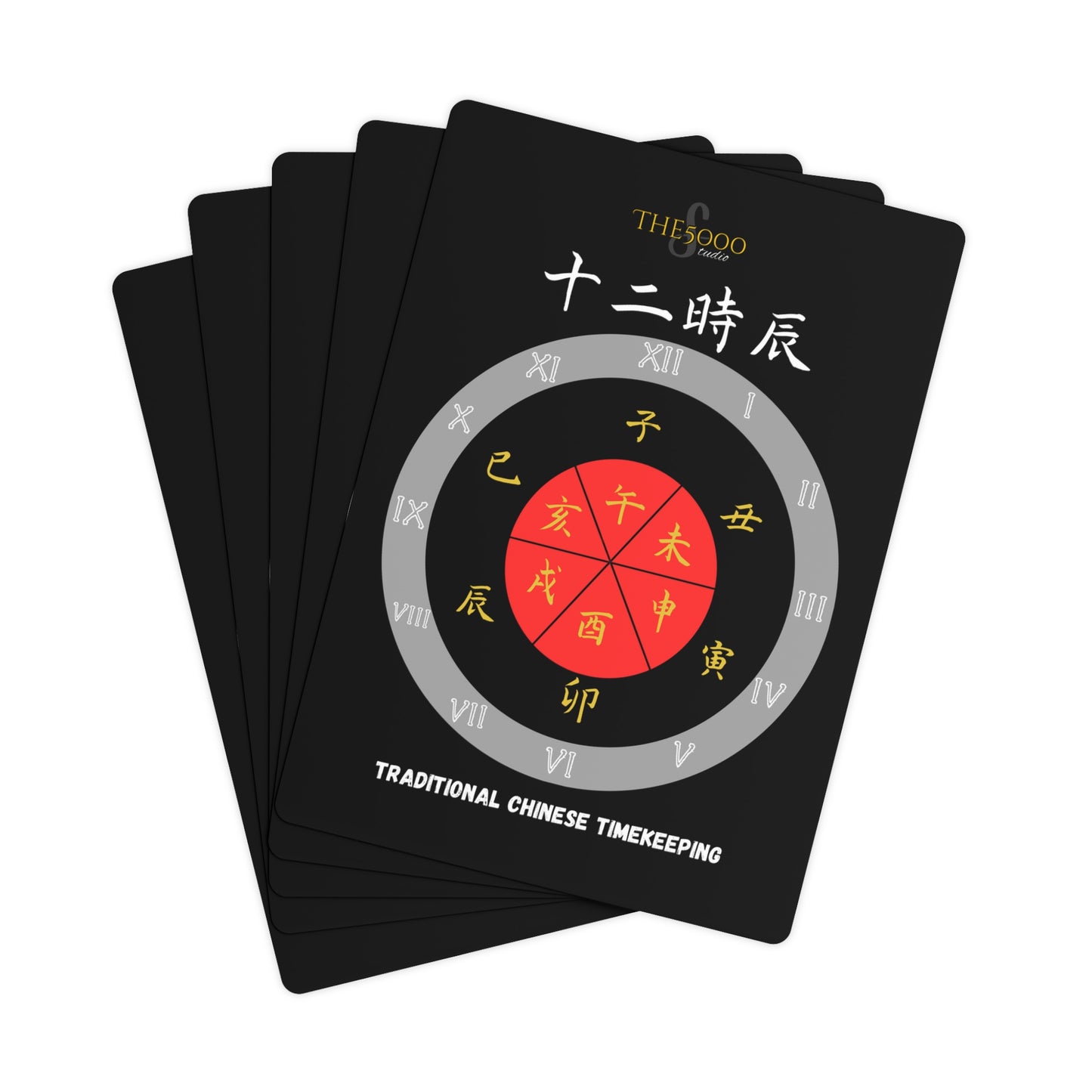 Custom Poker Cards for Game Nights - Unique Design Featuring Chinese Timekeeping