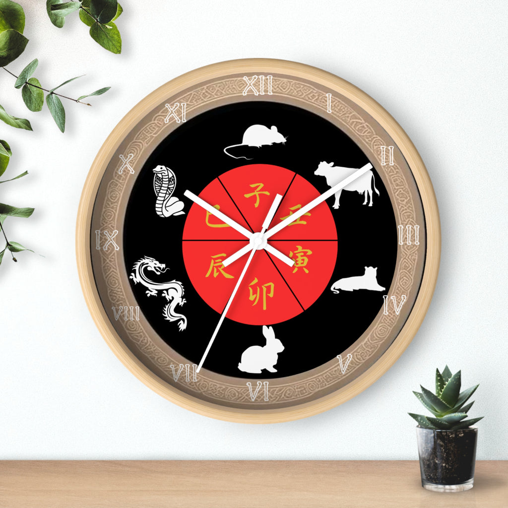 Chinese Zodiac Wall Clock, Astrological Decor, Unique Gift for Home, Animal Sign Timepiece, Lunar New Year Decoration