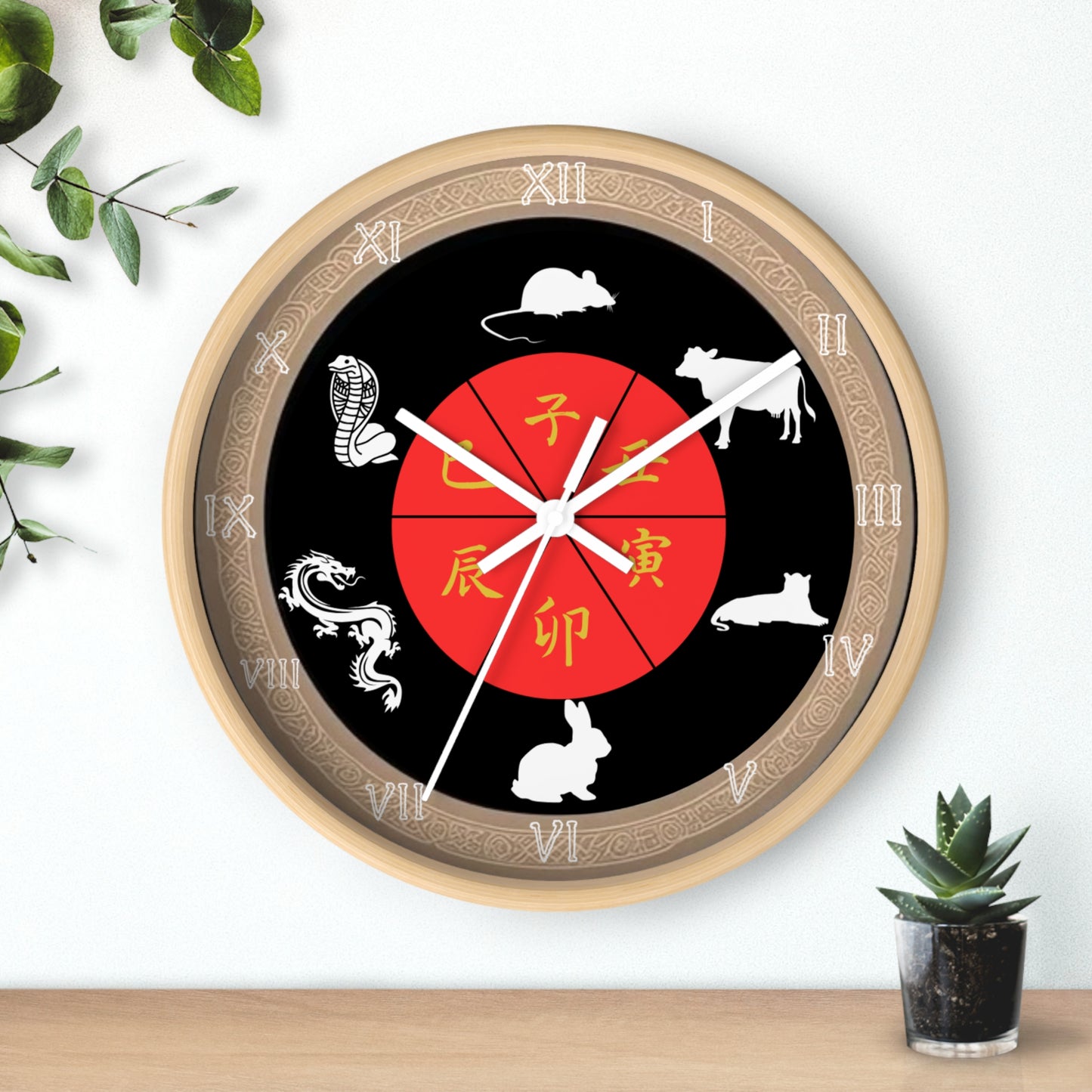 Chinese Zodiac Wall Clock, Astrological Decor, Unique Gift for Home, Animal Sign Timepiece, Lunar New Year Decoration
