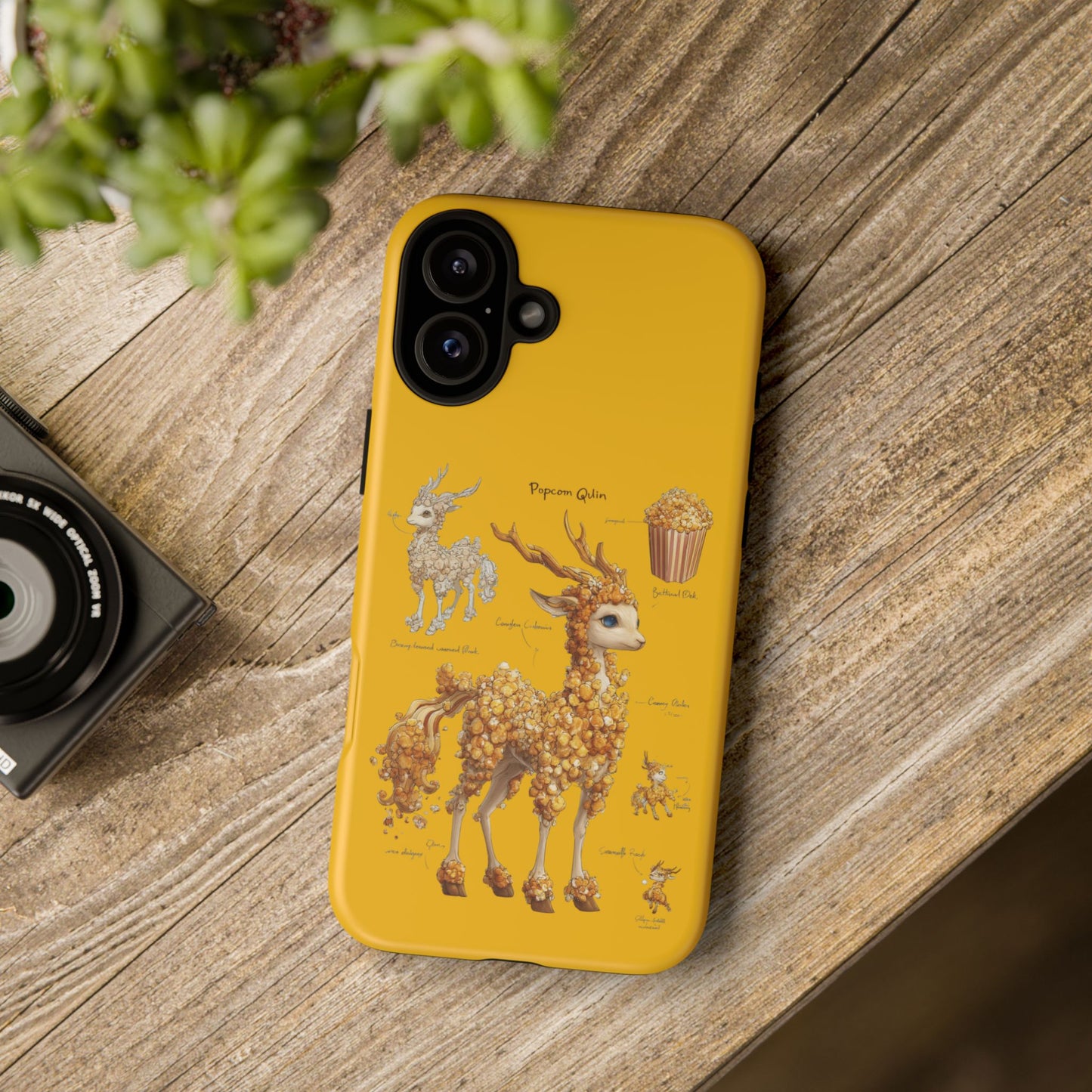 MOUMONS001 Popcorn Deer Phone Case – Cute Kawaii Snack Animal Protective Cover