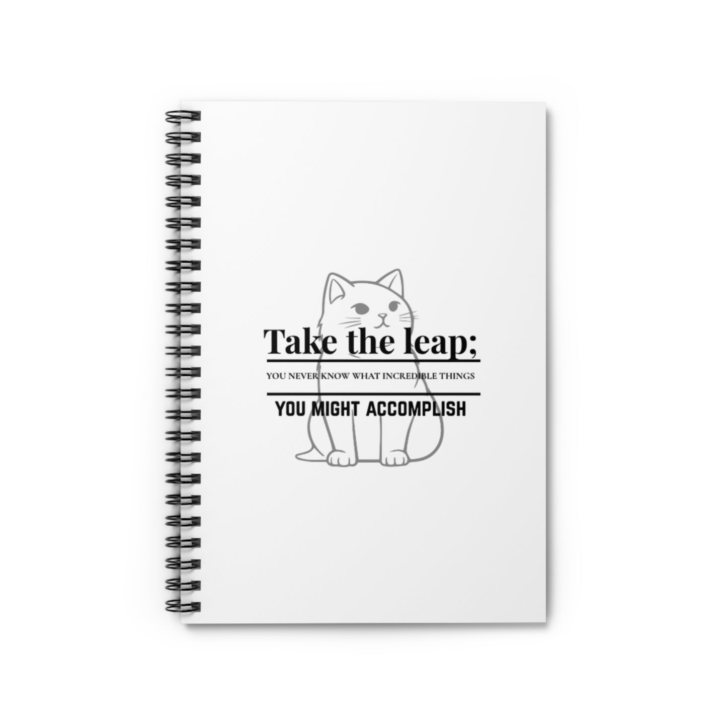 Motivational Cat Spiral Notebook - "Take the Leap" Ruled Line Journal