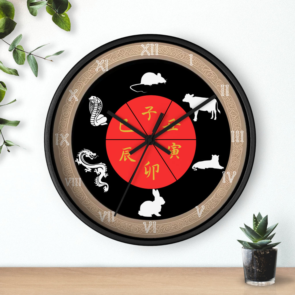 Chinese Zodiac Wall Clock, Astrological Decor, Unique Gift for Home, Animal Sign Timepiece, Lunar New Year Decoration