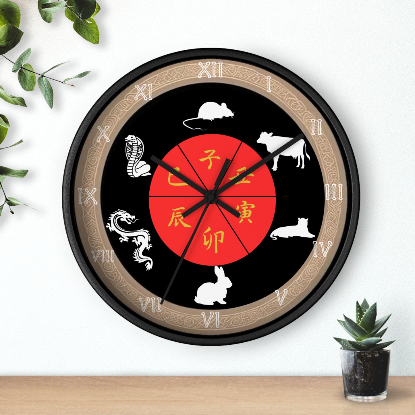 Chinese Zodiac Wall Clock, Astrological Decor, Unique Gift for Home, Animal Sign Timepiece, Lunar New Year Decoration