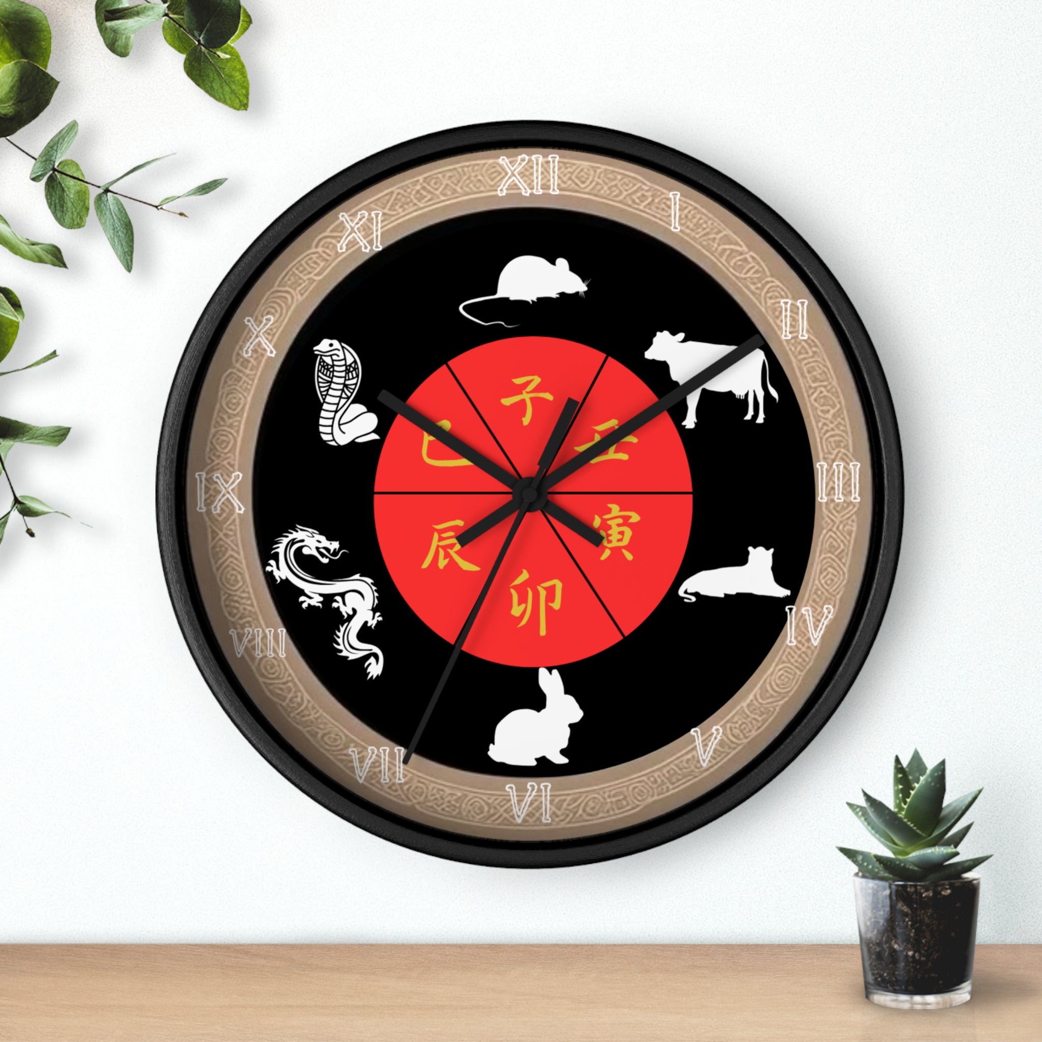 Chinese Zodiac Wall Clock, Astrological Decor, Unique Gift for Home, Animal Sign Timepiece, Lunar New Year Decoration