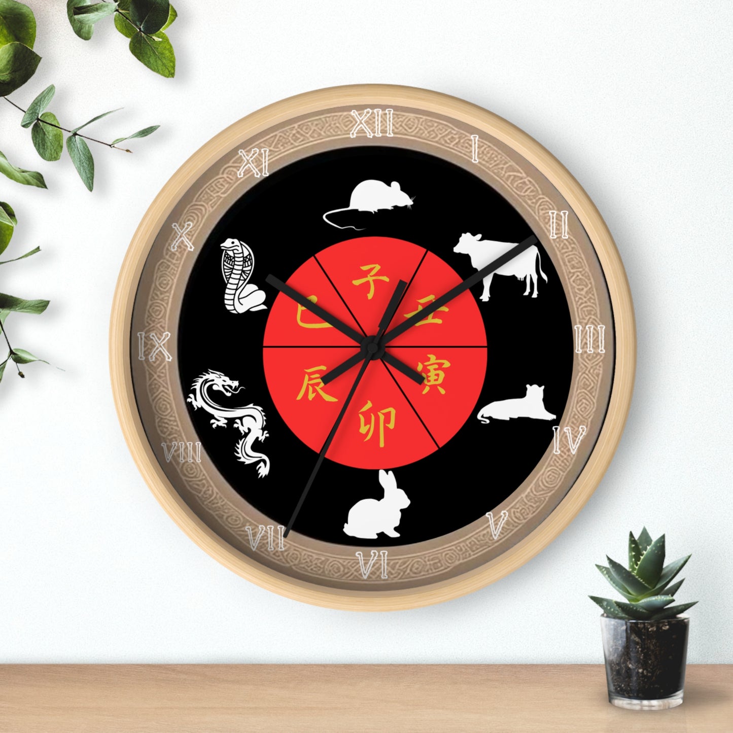 Chinese Zodiac Wall Clock, Astrological Decor, Unique Gift for Home, Animal Sign Timepiece, Lunar New Year Decoration