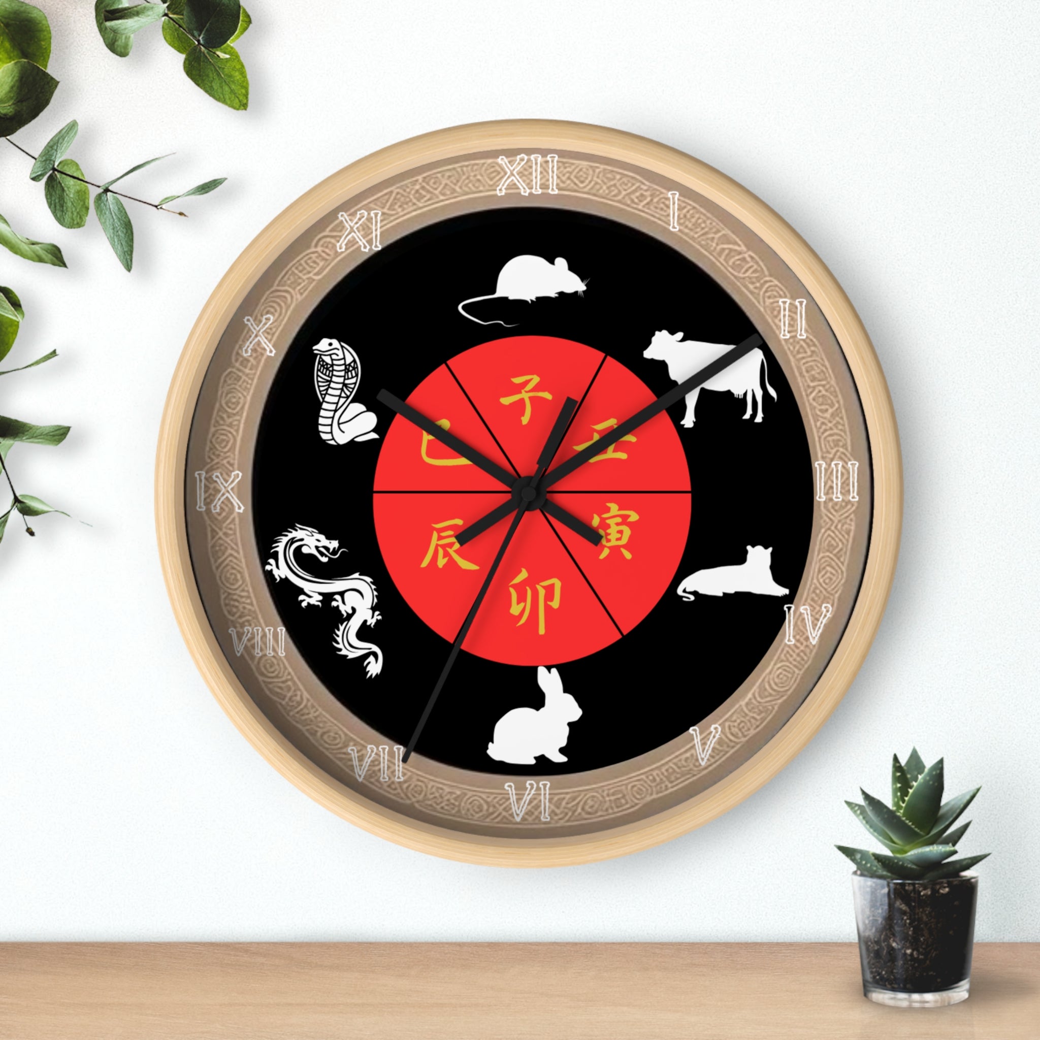 Chinese Zodiac Wall Clock, Astrological Decor, Unique Gift for Home, Animal Sign Timepiece, Lunar New Year Decoration