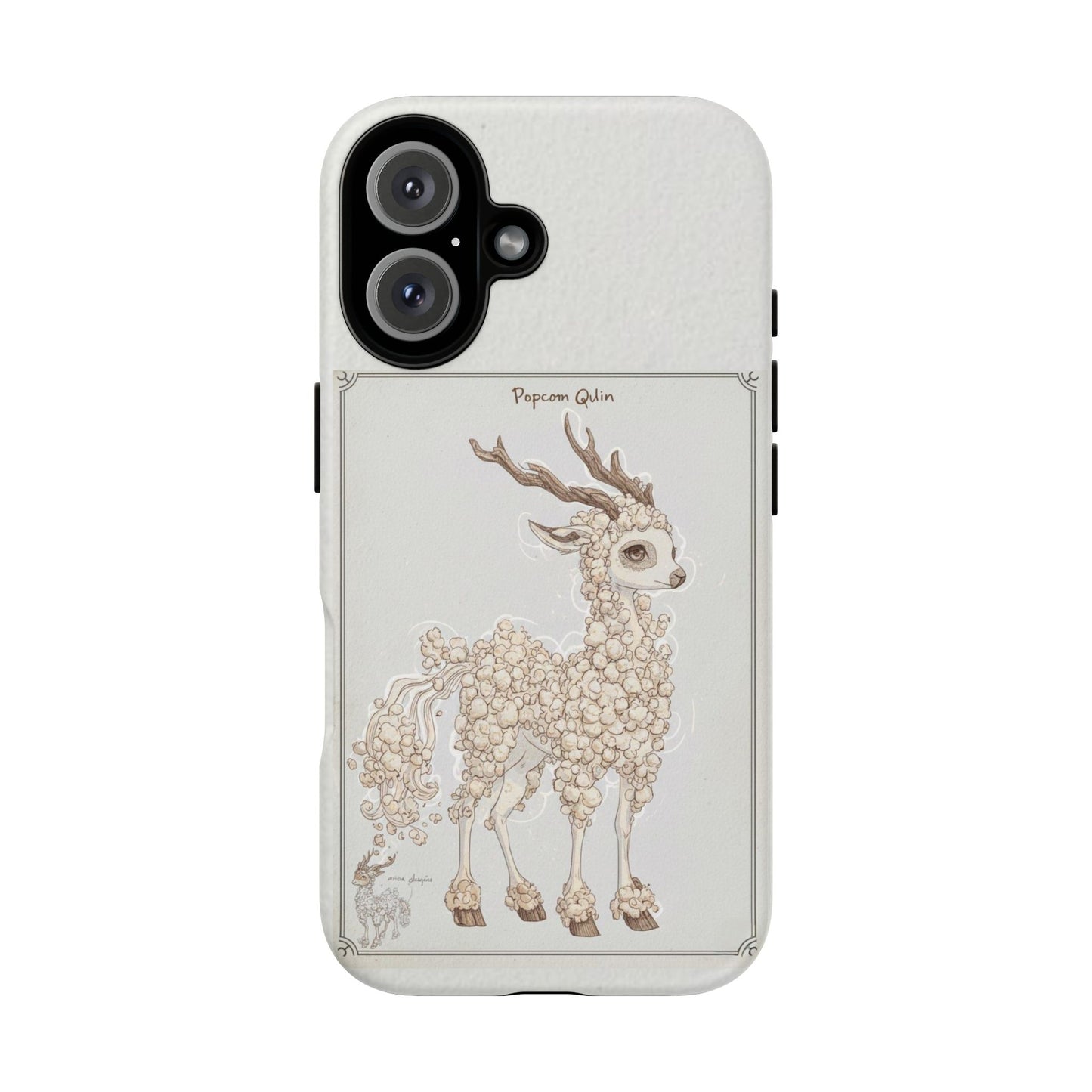 MOUMONS 001 Phone Case — Whimsical Popcorn Deer Illustration (Cute Animal Art)