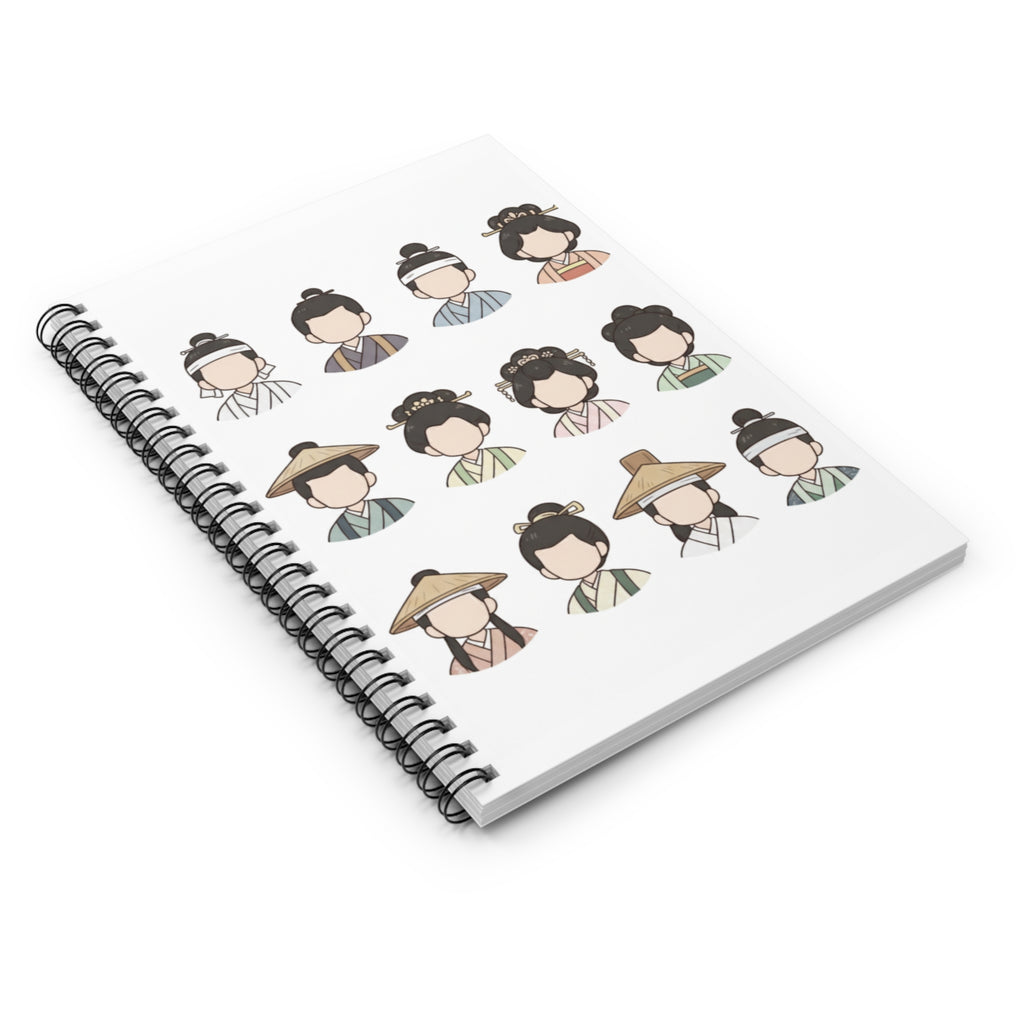 Japanese Historical Character Spiral Notebook, Kawaii Stationery, Gift for Students, Journal for Writers, Back to School Supplies