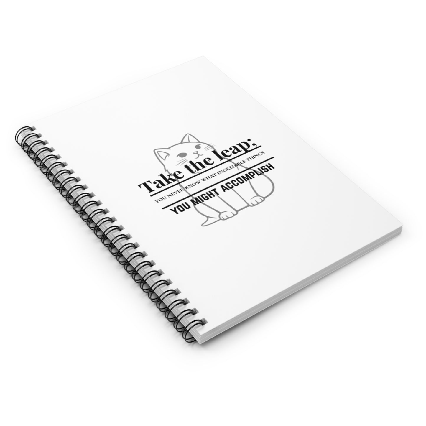Motivational Cat Spiral Notebook - "Take the Leap" Ruled Line Journal