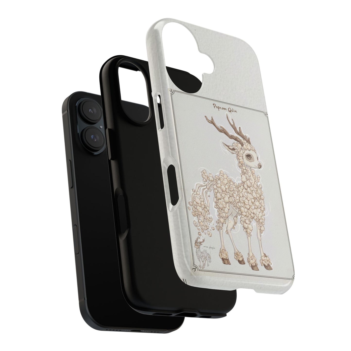 MOUMONS 001 Phone Case — Whimsical Popcorn Deer Illustration (Cute Animal Art)