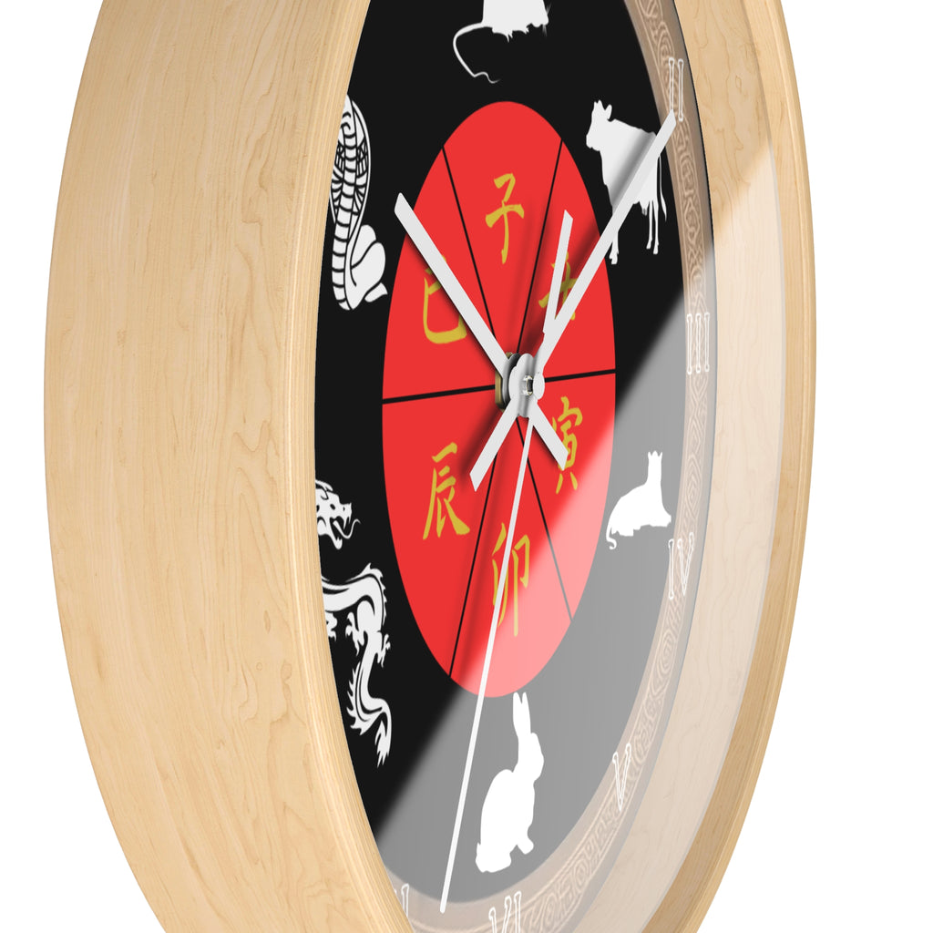 Chinese Zodiac Wall Clock, Astrological Decor, Unique Gift for Home, Animal Sign Timepiece, Lunar New Year Decoration