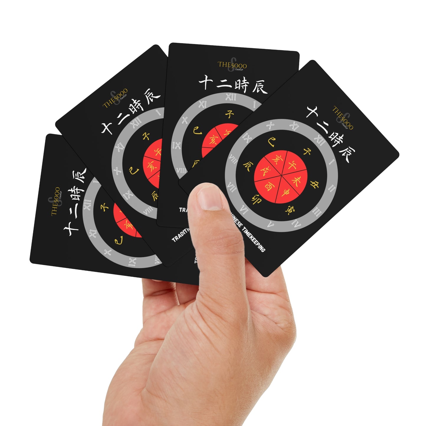 Custom Poker Cards for Game Nights - Unique Design Featuring Chinese Timekeeping